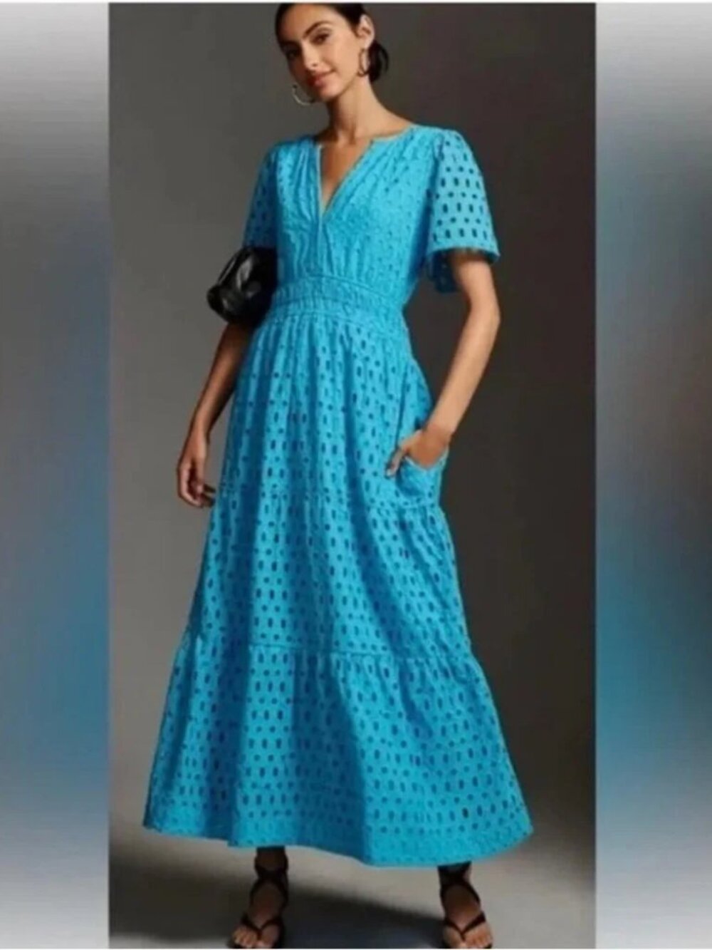 Somerset Maxi Blue Eyelet Anthropologie Dress XS
